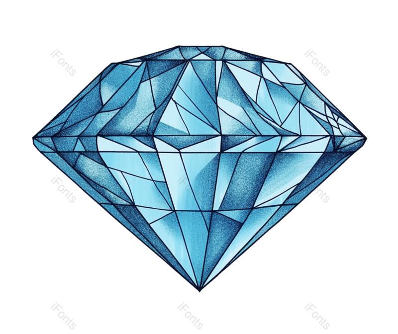 卡通图片,手绘钻石元素,浪漫PNG,蓝色免抠素材